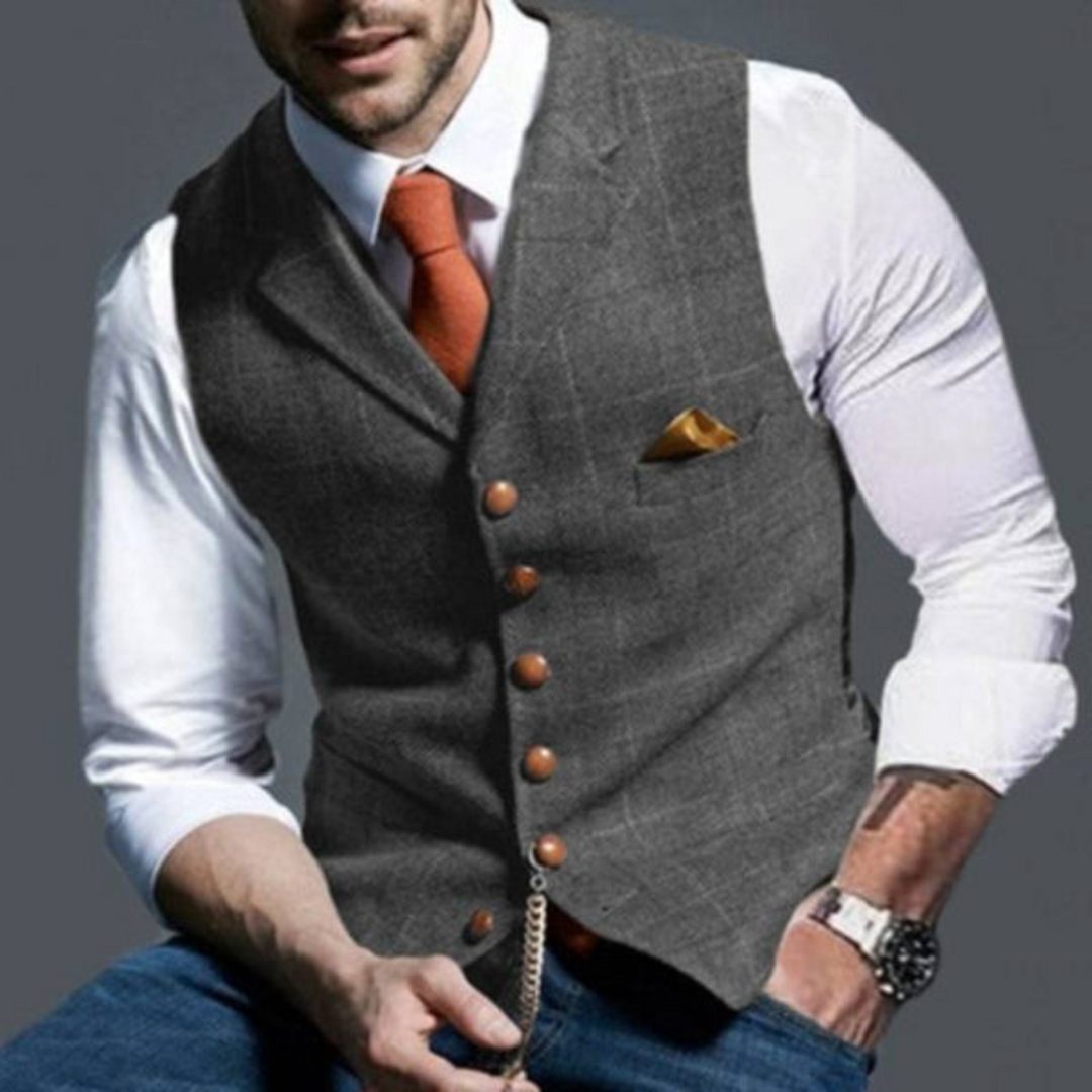 Jasper | Men's Checked Waistcoat Breathable Fabric Classic Cut