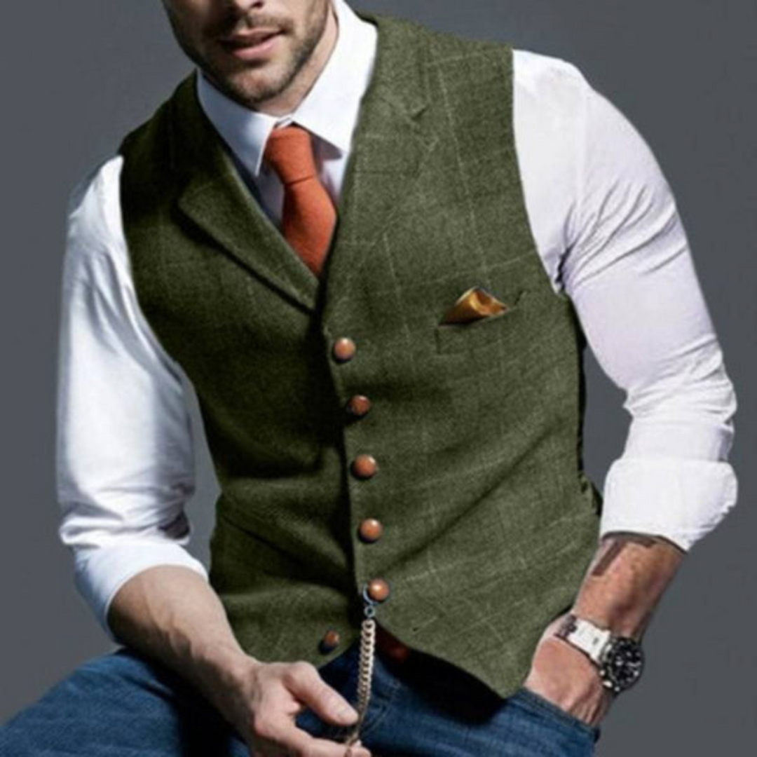Jasper | Men's Checked Waistcoat Breathable Fabric Classic Cut