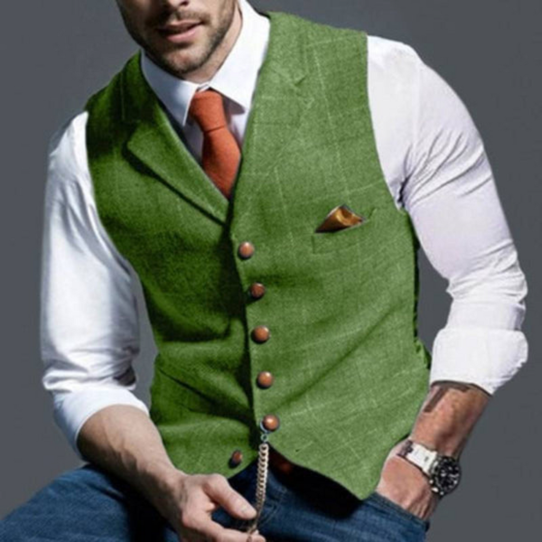 Jasper | Men's Checked Waistcoat Breathable Fabric Classic Cut