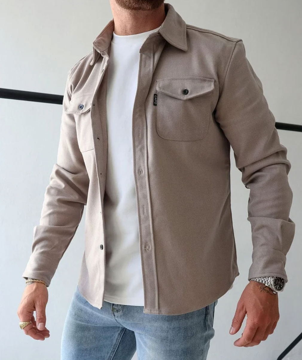 Archie | Men's Long-Sleeve Shirt Cotton Blend Button-Front Collar
