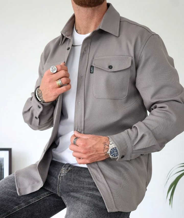 Archie | Men's Long-Sleeve Shirt Cotton Blend Button-Front Collar