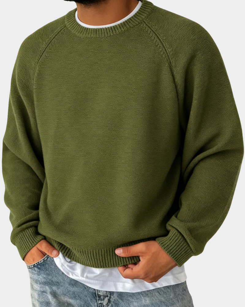 Vincent | Men's Crew-Neck Knitted Jumper Lightweight Raglan Sleeve