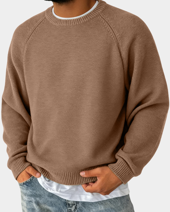Vincent | Men's Crew-Neck Knitted Jumper Lightweight Raglan Sleeve