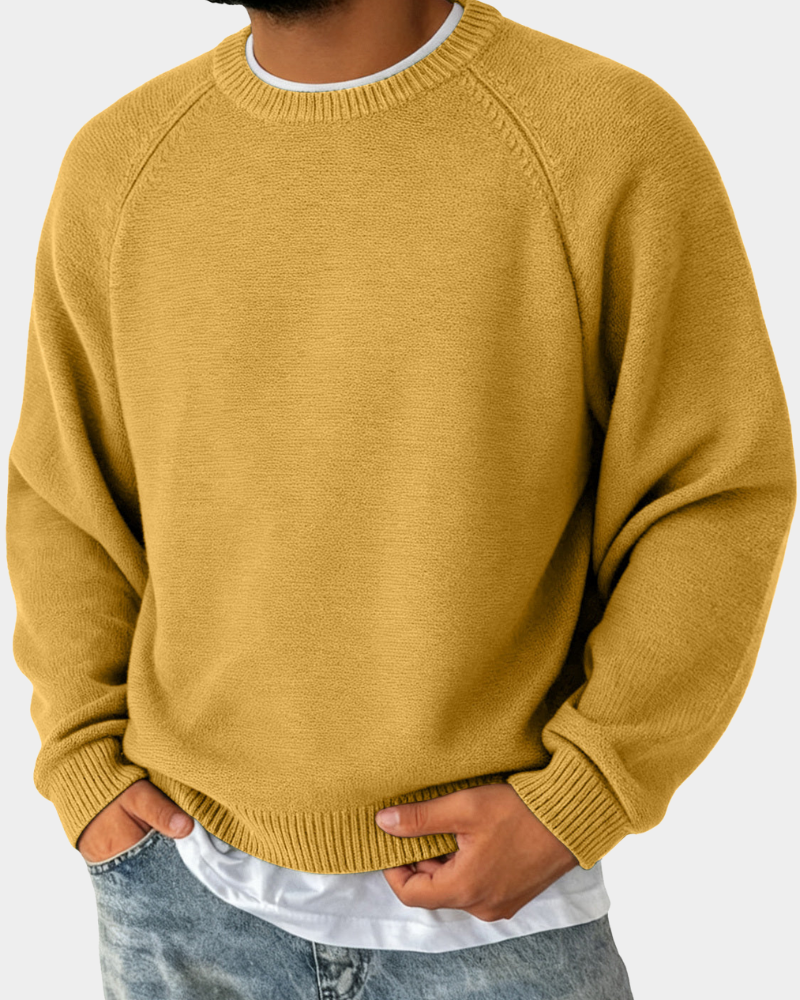 Vincent | Men's Crew-Neck Knitted Jumper Lightweight Raglan Sleeve