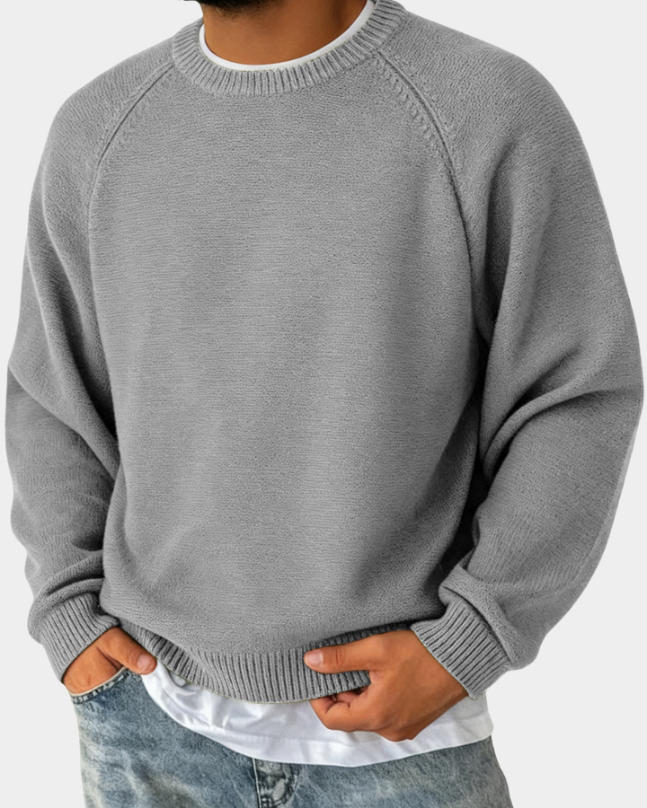 Vincent | Men's Crew-Neck Knitted Jumper Lightweight Raglan Sleeve