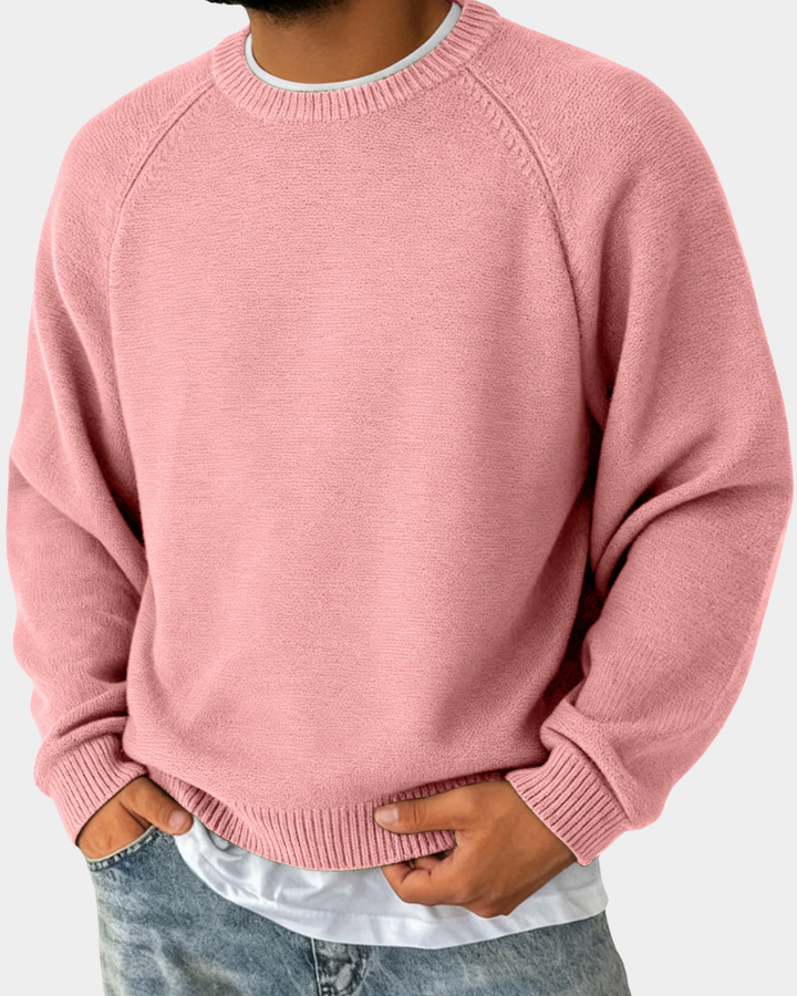 Vincent | Men's Crew-Neck Knitted Jumper Lightweight Raglan Sleeve
