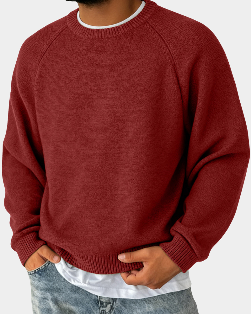 Vincent | Men's Crew-Neck Knitted Jumper Lightweight Raglan Sleeve