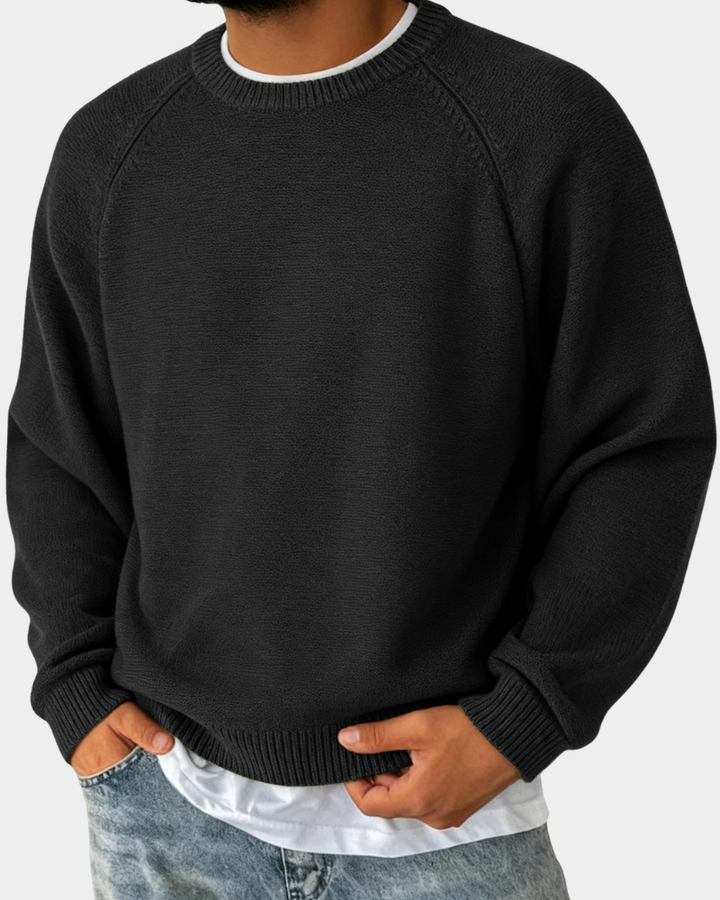 Vincent | Men's Crew-Neck Knitted Jumper Lightweight Raglan Sleeve