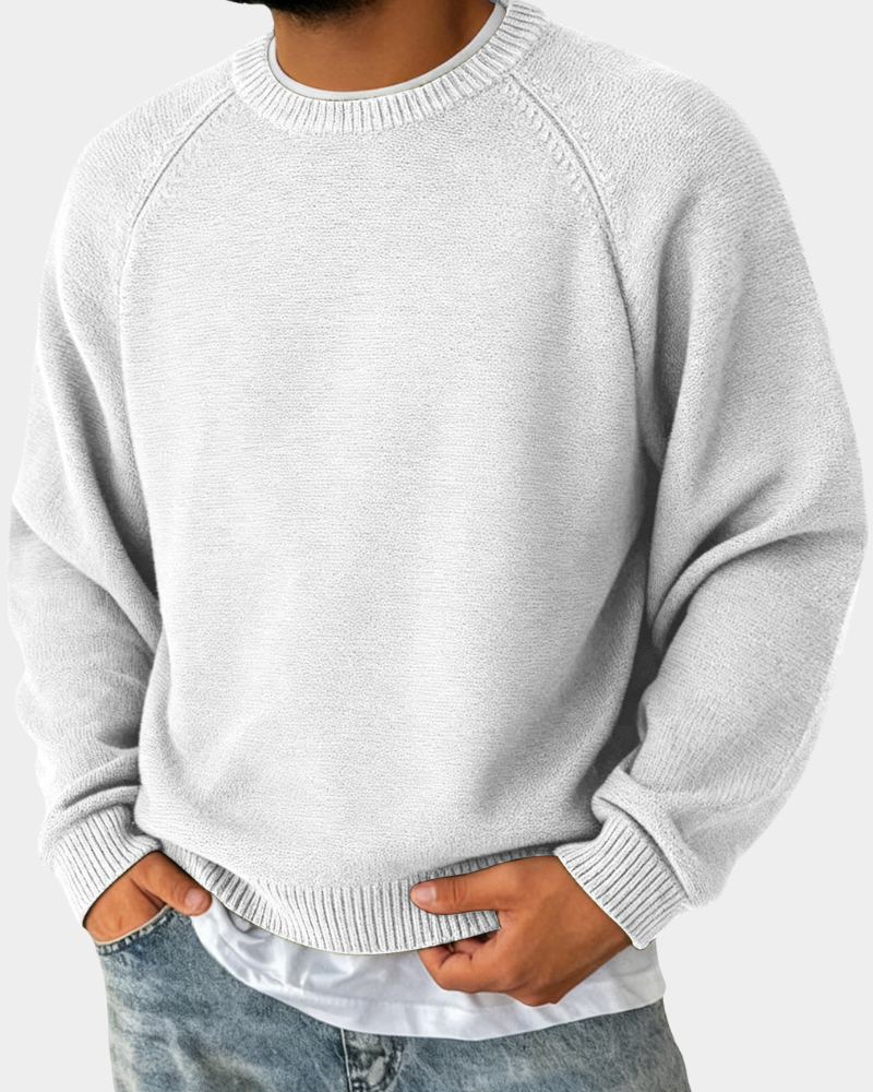 Vincent | Men's Crew-Neck Knitted Jumper Lightweight Raglan Sleeve