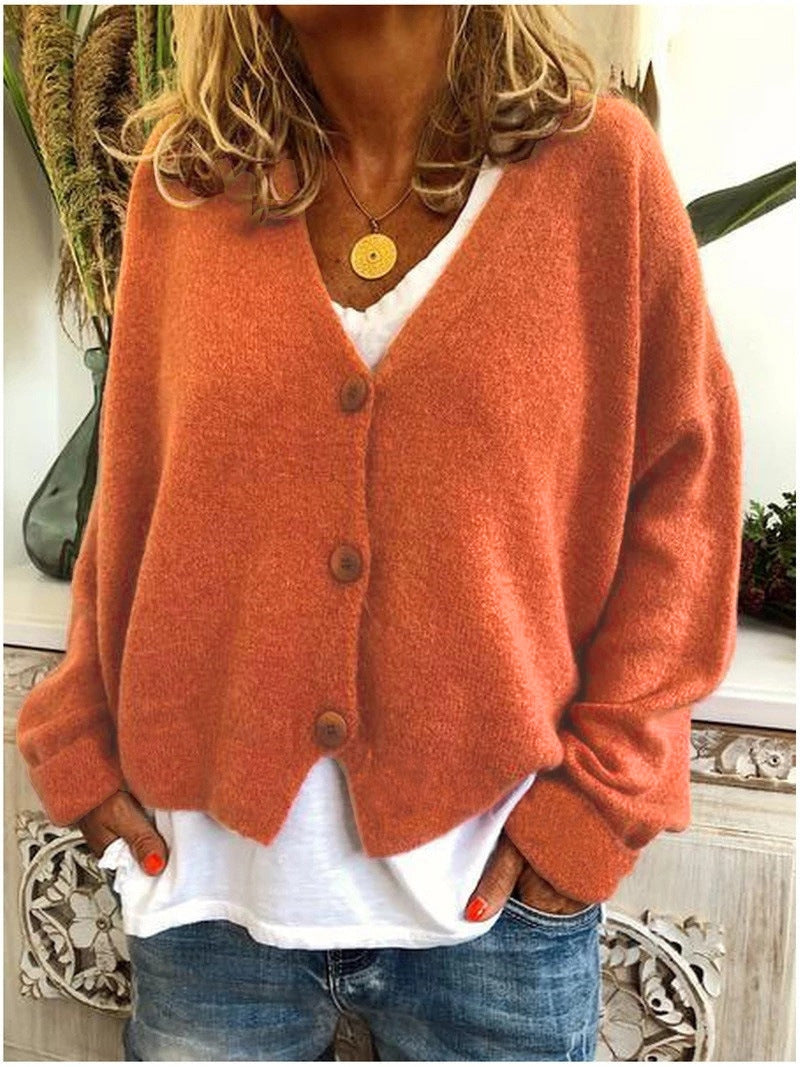 Henrietta | Women's Knitted V-Neck Cardigan Three-Button Relaxed Fit