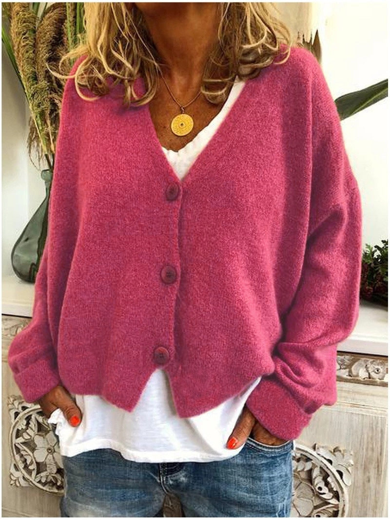 Henrietta | Women's Knitted V-Neck Cardigan Three-Button Relaxed Fit