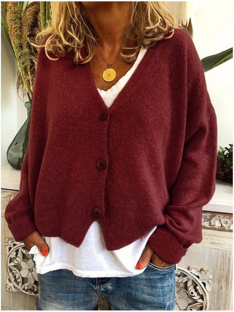 Henrietta | Women's Knitted V-Neck Cardigan Three-Button Relaxed Fit