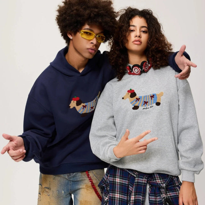 Clementine | Women's Embroidered Dachshund Hoodie Cotton Blend