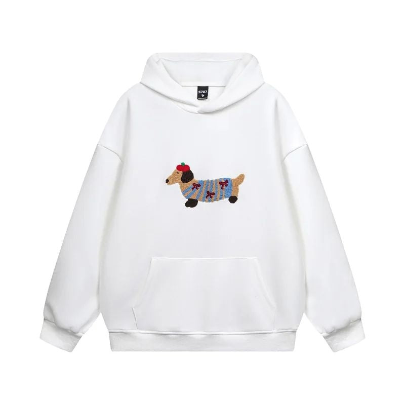 Clementine | Women's Embroidered Dachshund Hoodie Cotton Blend