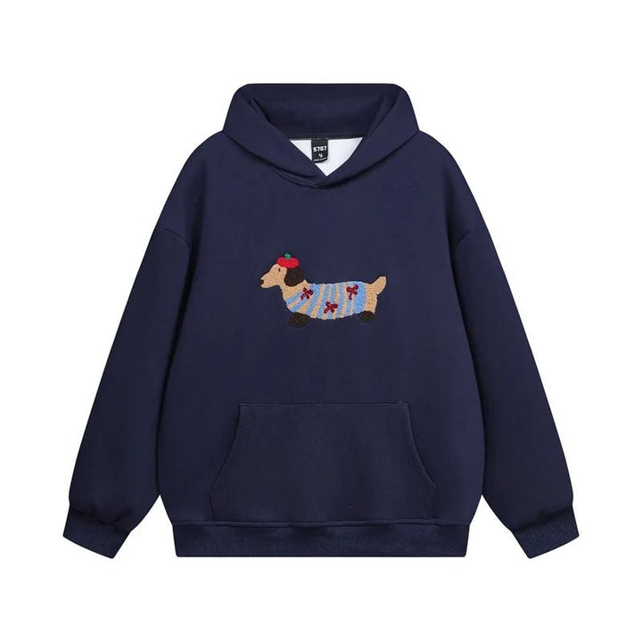 Clementine | Women's Embroidered Dachshund Hoodie Cotton Blend