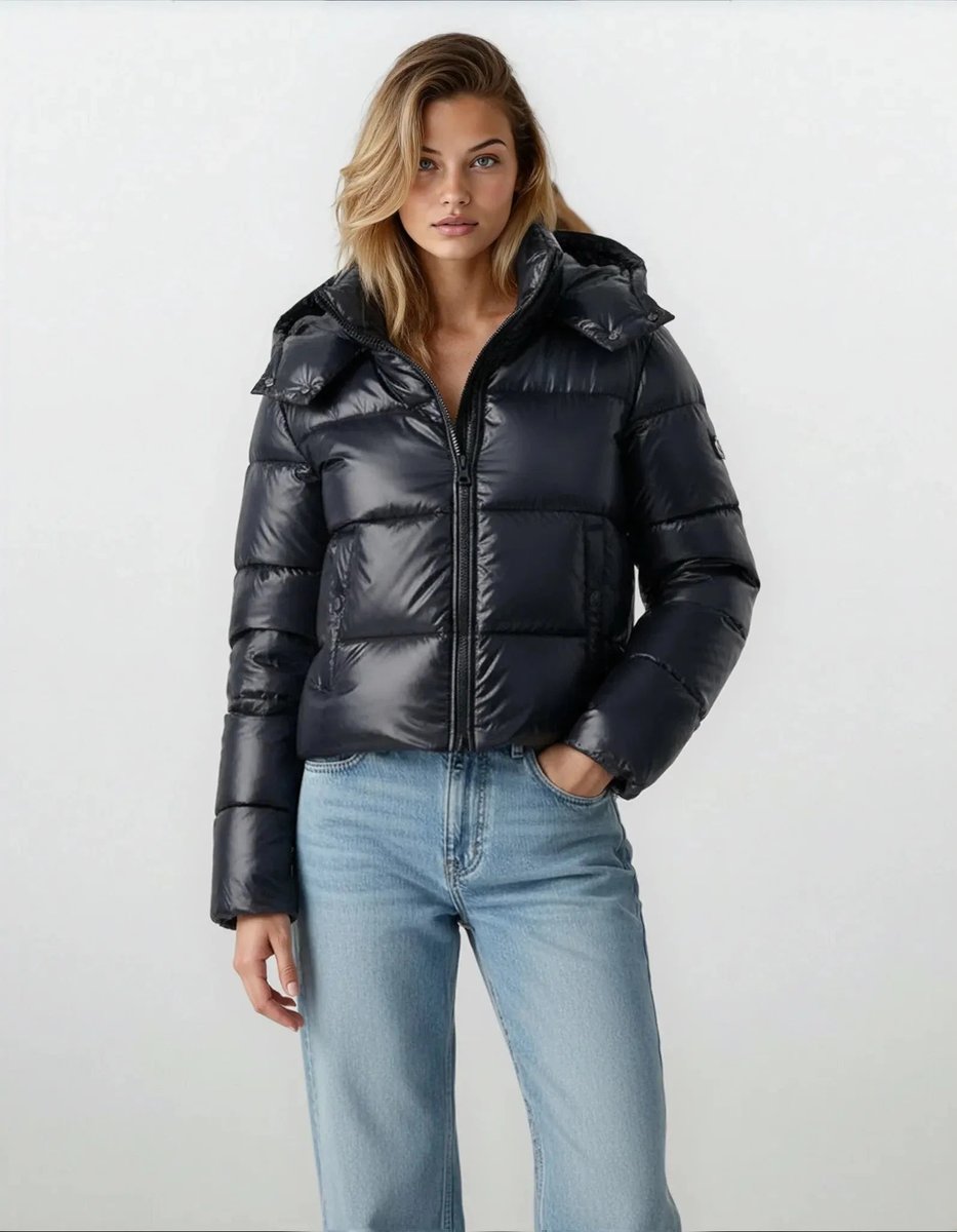 Ava | Ladies Puffer Jacket Hooded Windproof Cropped Coat