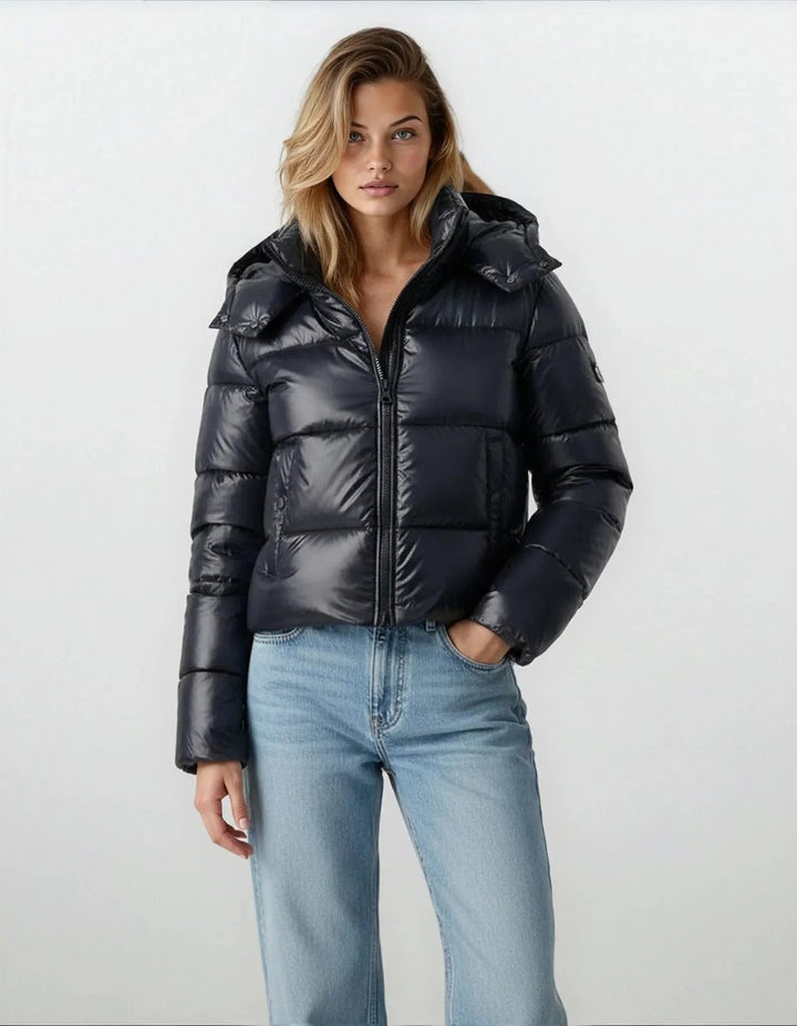 Ava | Ladies Puffer Jacket Hooded Windproof Cropped Coat