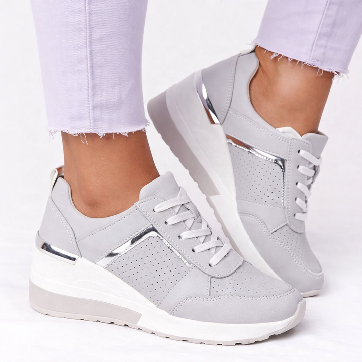 Cora | Women's Lace-Up Wedge Trainers Perforated Cushioned Sole