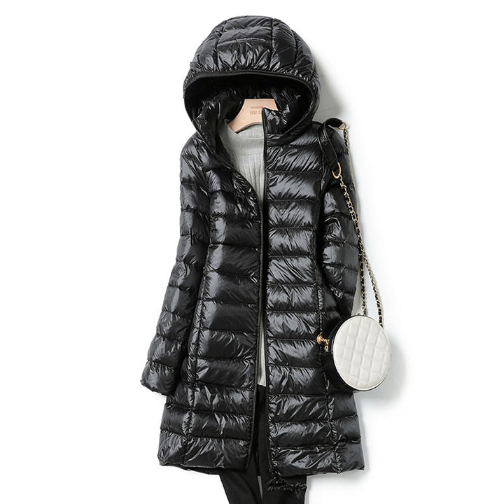 Women’s Hooded Puffer Coat – Lightweight Longline Winter Jacket for Everyday Wear