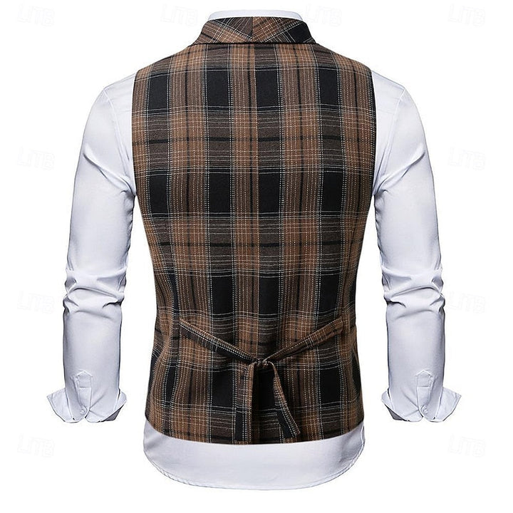 Thatcher | Men's Checked Waistcoat Tailored Button Up