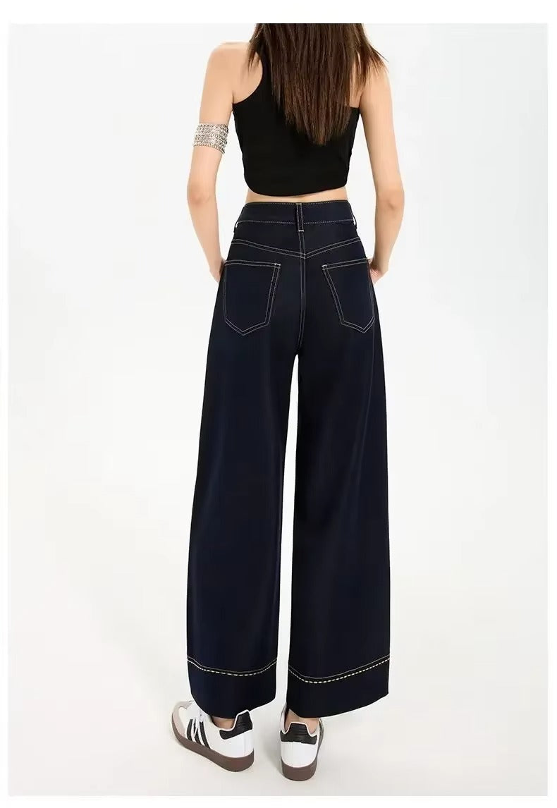 Lucienne Contrast Stitch Wide Leg Jeans