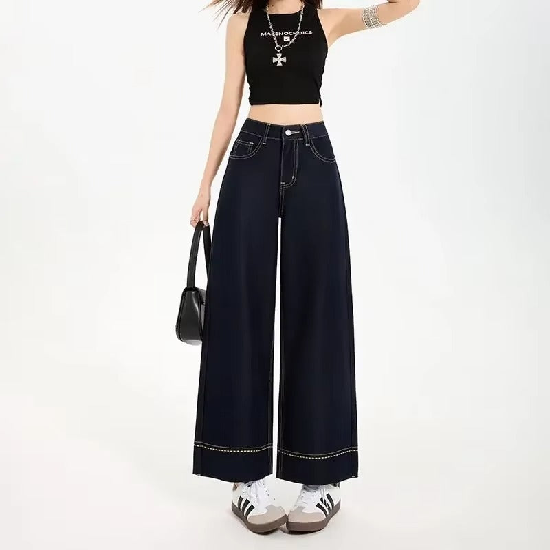 Lucienne Contrast Stitch Wide Leg Jeans