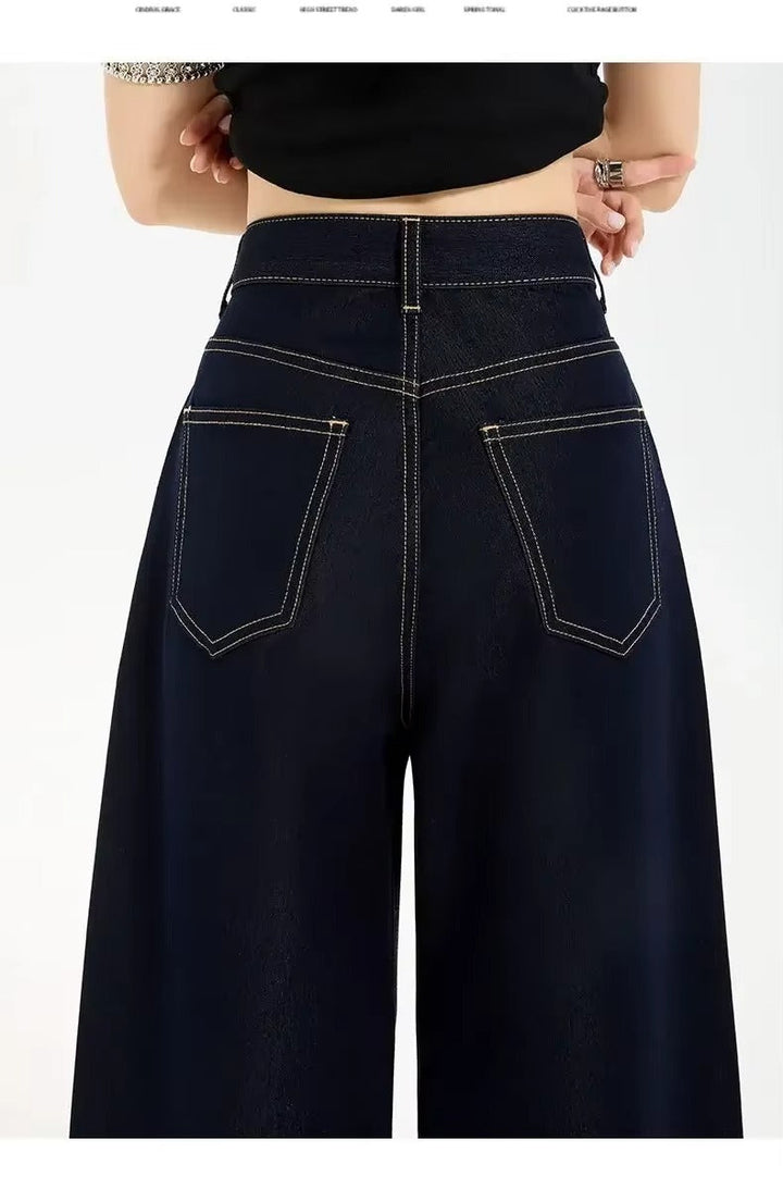 Lucienne Contrast Stitch Wide Leg Jeans