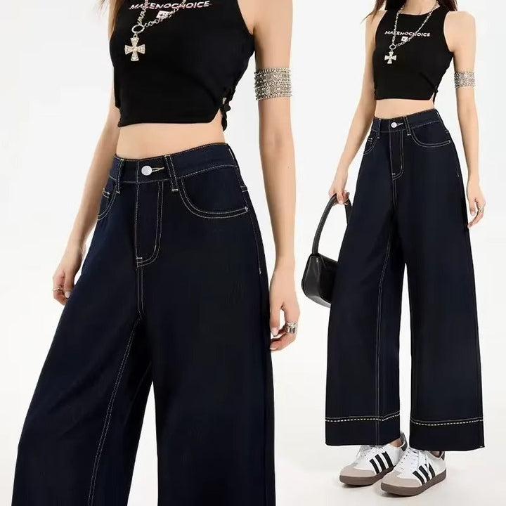 Lucienne Contrast Stitch Wide Leg Jeans