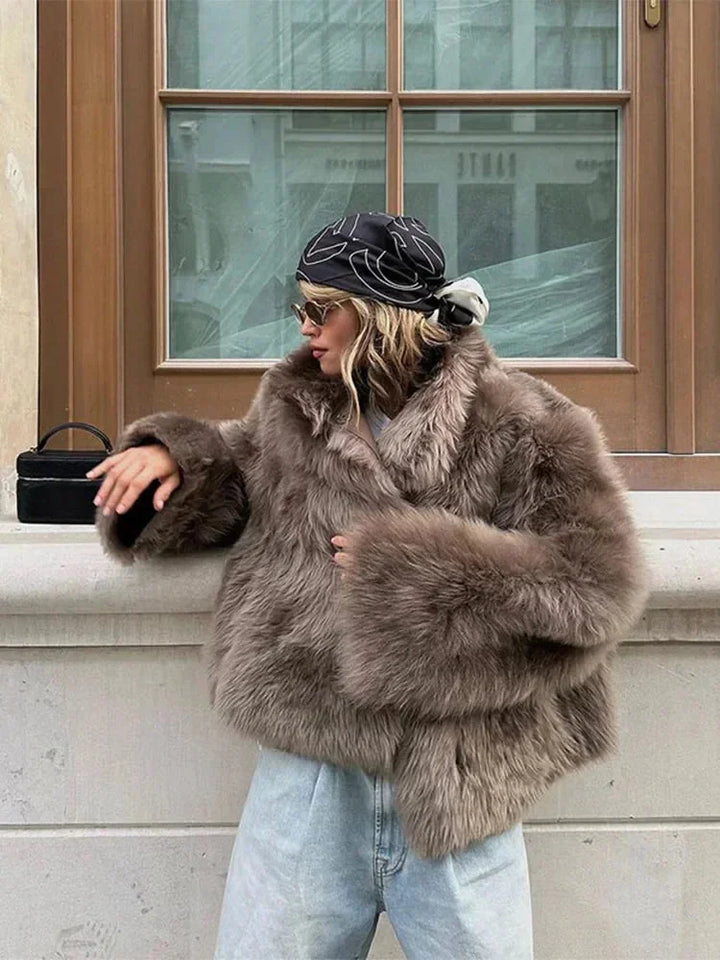 Leah | Women's Faux Fur Coat Long Sleeve Soft Plush Winter Coat