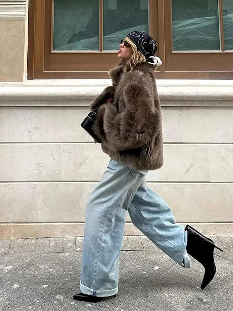 Leah | Women's Faux Fur Coat Long Sleeve Soft Plush Winter Coat