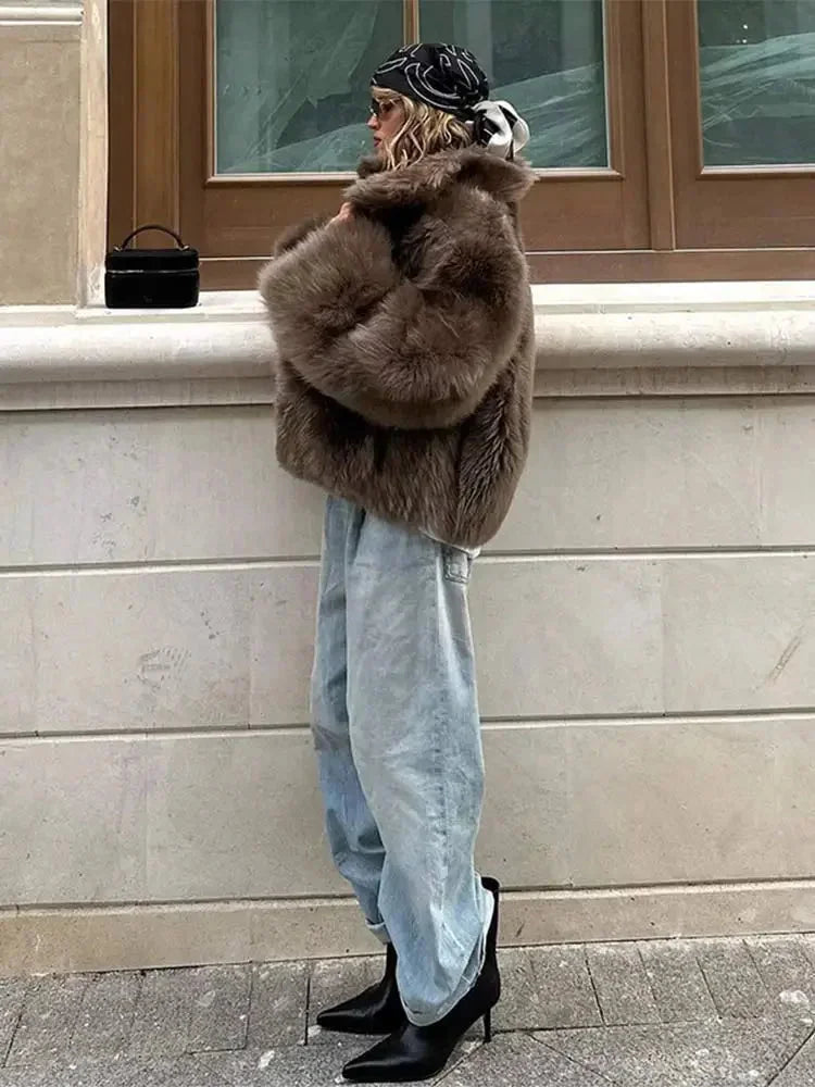 Leah | Women's Faux Fur Coat Long Sleeve Soft Plush Winter Coat
