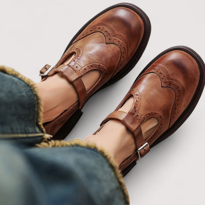 Mathilda | Women's T Bar Mary Jane Shoes Retro Cushioned Flat