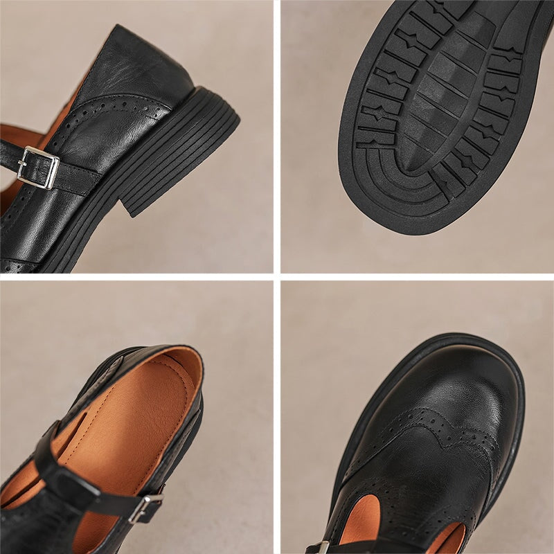 Velda | Women's Mary Jane Shoes Leather Buckle Cushioned Flat