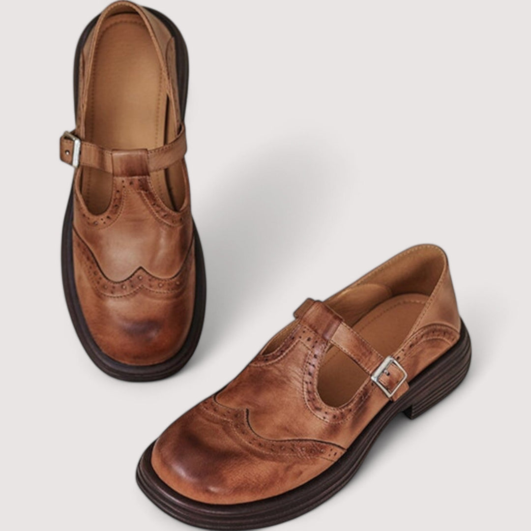 Mathilda | Women's T Bar Mary Jane Shoes Retro Cushioned Flat