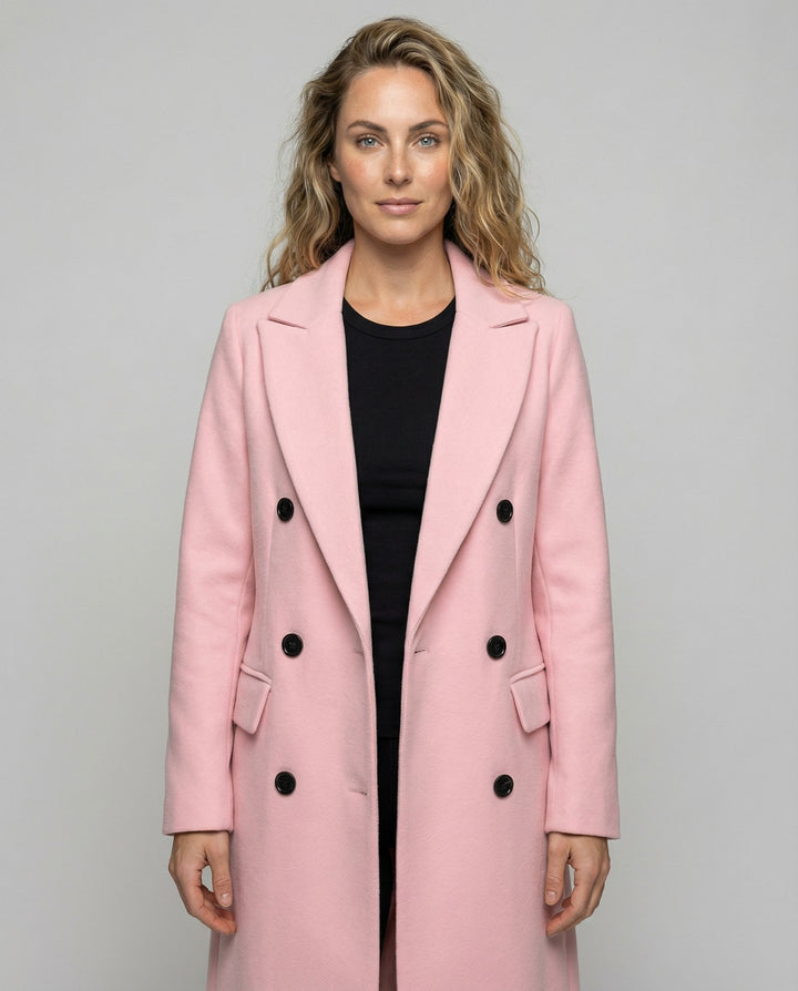 Celeste | Women's Double-Breasted Trench Coat Notch Lapel Belted