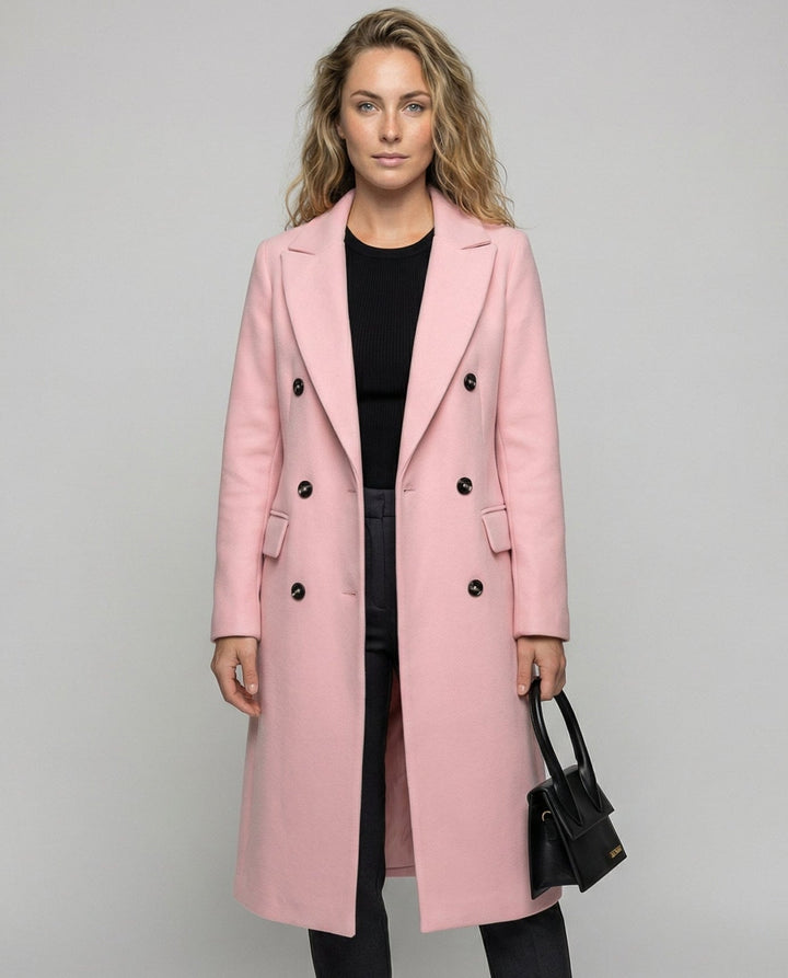Celeste | Women's Double-Breasted Trench Coat Notch Lapel Belted