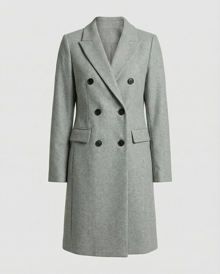 Celeste | Women's Double-Breasted Trench Coat Notch Lapel Belted