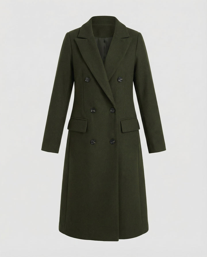 Celeste | Women's Double-Breasted Trench Coat Notch Lapel Belted