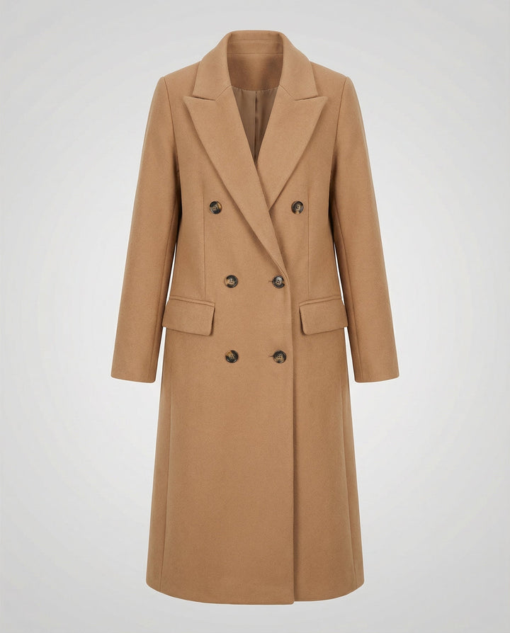 Celeste | Women's Double-Breasted Trench Coat Notch Lapel Belted