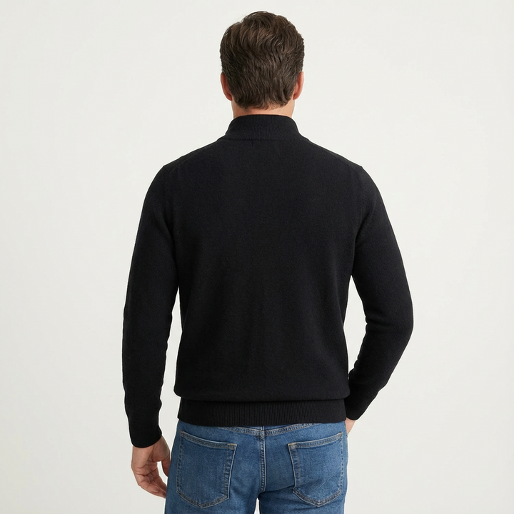 Caleb | Men's Quarter Zip Jumper Relaxed Fit Ribbed Cuffs