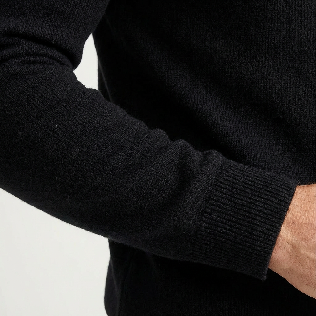 Caleb | Men's Quarter Zip Jumper Relaxed Fit Ribbed Cuffs
