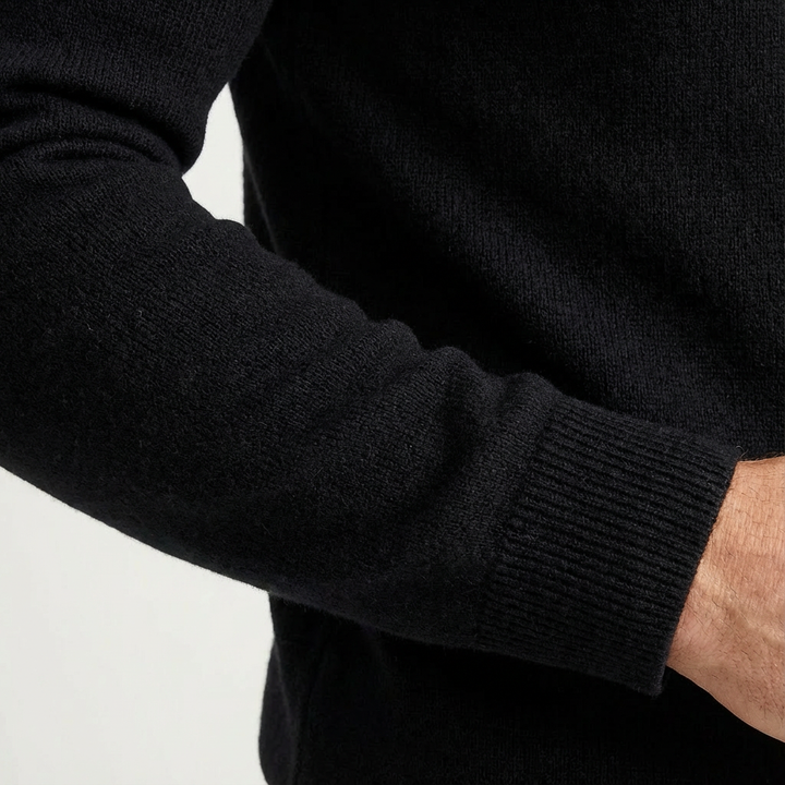 Caleb | Men's Quarter Zip Jumper Relaxed Fit Ribbed Cuffs