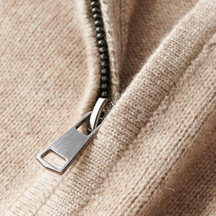 Caleb | Men's Quarter Zip Jumper Relaxed Fit Ribbed Cuffs