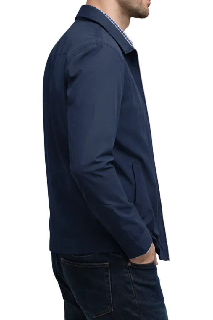 Men's Collared Harrington Jacket with Stylish Check Lining