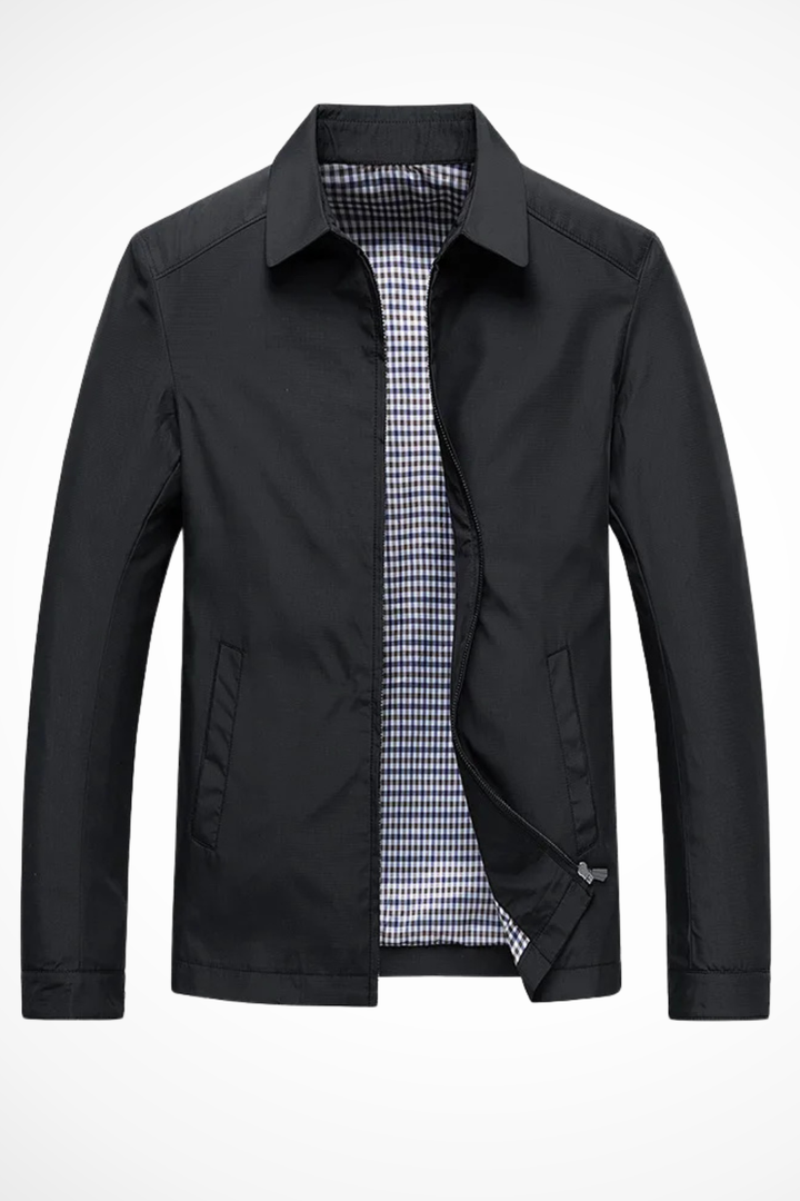 Men's Collared Harrington Jacket with Stylish Check Lining