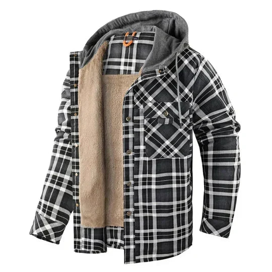 Ross | Men's Hooded Flannel Check Shirt Jacket Chest Pockets
