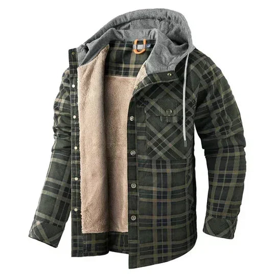 Ross | Men's Hooded Flannel Check Shirt Jacket Chest Pockets