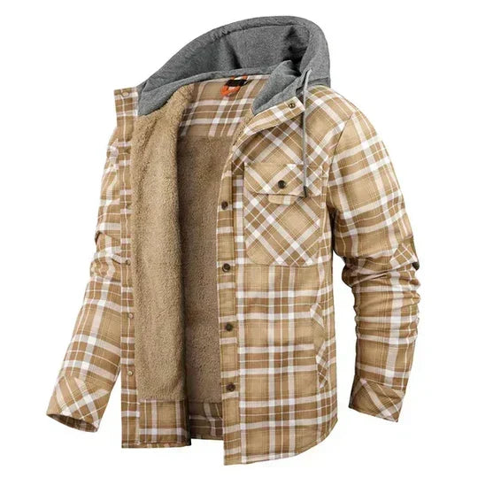 Ross | Men's Hooded Flannel Check Shirt Jacket Chest Pockets