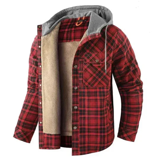 Ross | Men's Hooded Flannel Check Shirt Jacket Chest Pockets