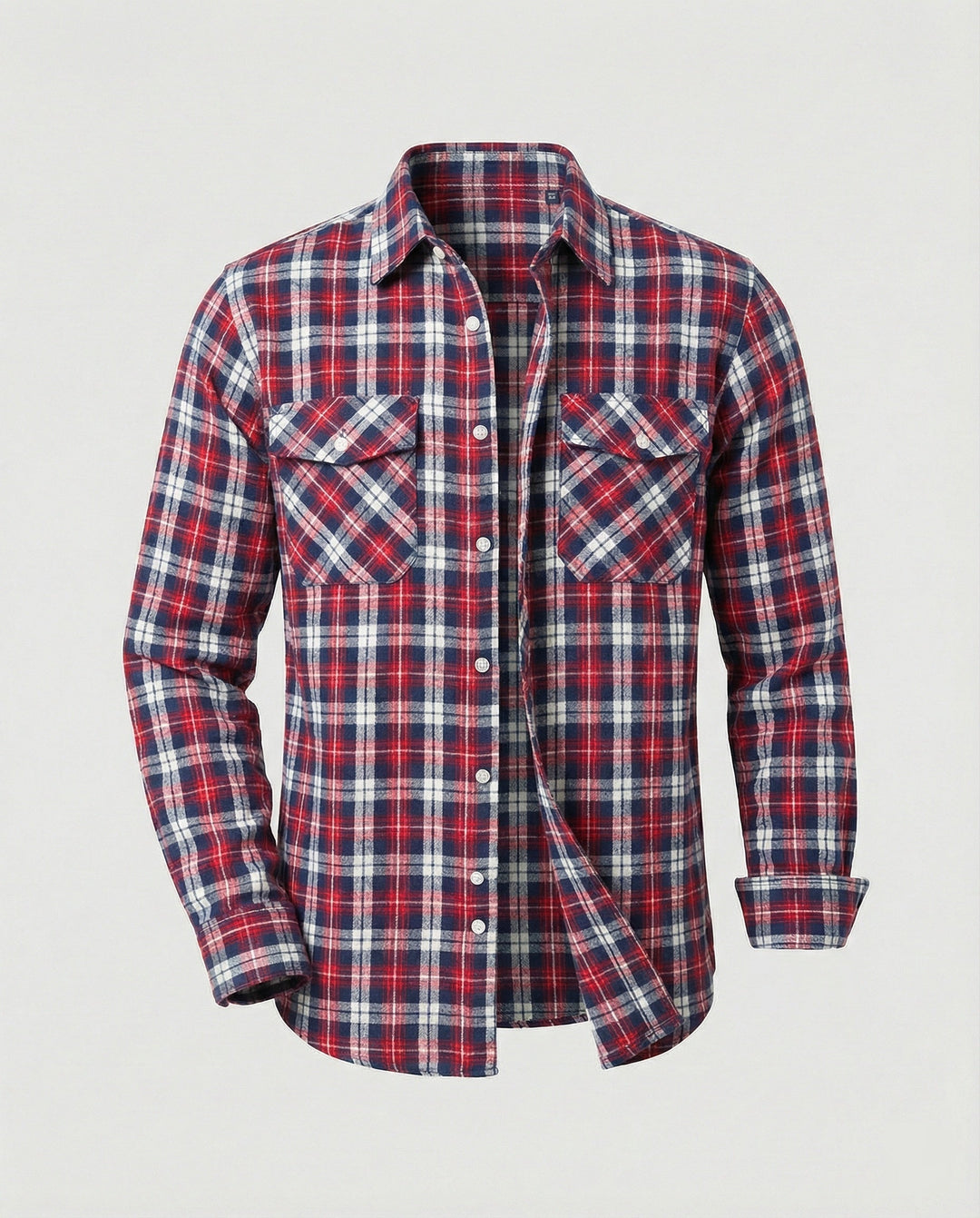 Noah | Men's Plaid Flannel Shirt Long Sleeve Twin Button-Flap Chest Pockets